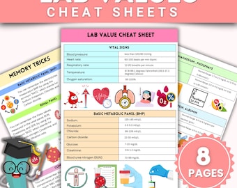 Lab Values Cheat Sheets: Medical Nursing Study Guide (Printable PDF)
