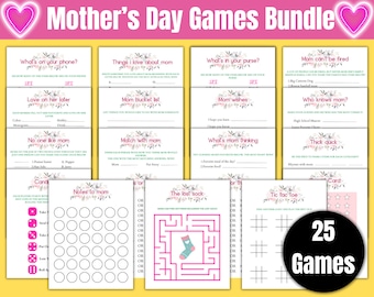 Mother's Day Games Bundle: 25 Printable Party Games (Digital Download)