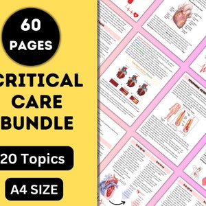 Critical Care Bundle 60 Sheets | Study Guide Note | Critical Care Nurse | Printable PDF | Nursing School | Study Sheet | PDF