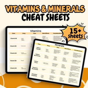 Gids vitaminen en mineralen, tabel essentiële voedingsstoffen, referentie voor gezonde voeding, werkblad patiëntenvoorlichting, diëtist