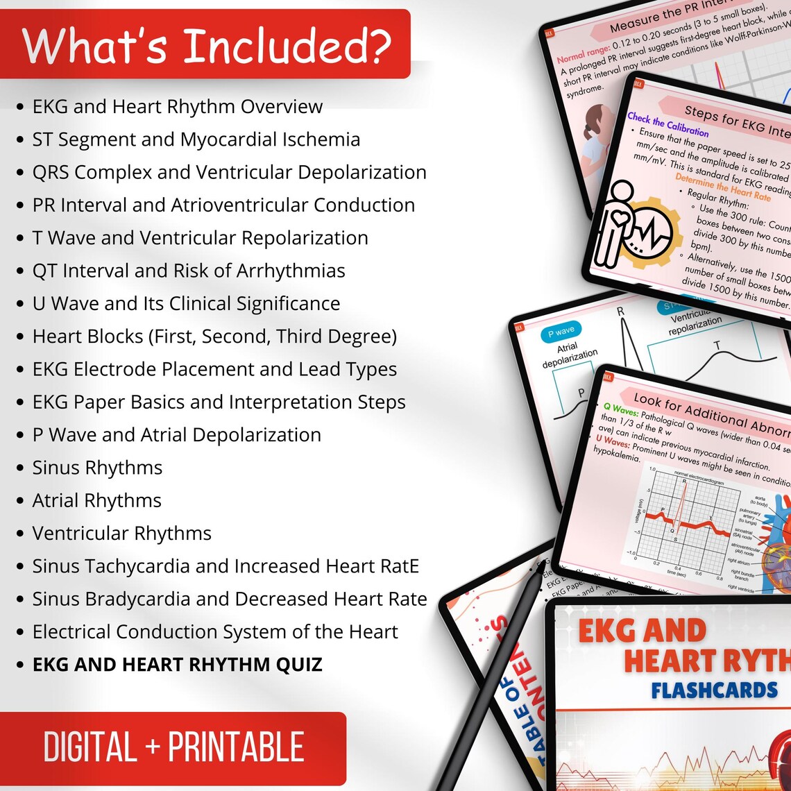 EKG Heart Rhythm Flashcards: Medical Nursing Study Guide (digital ...