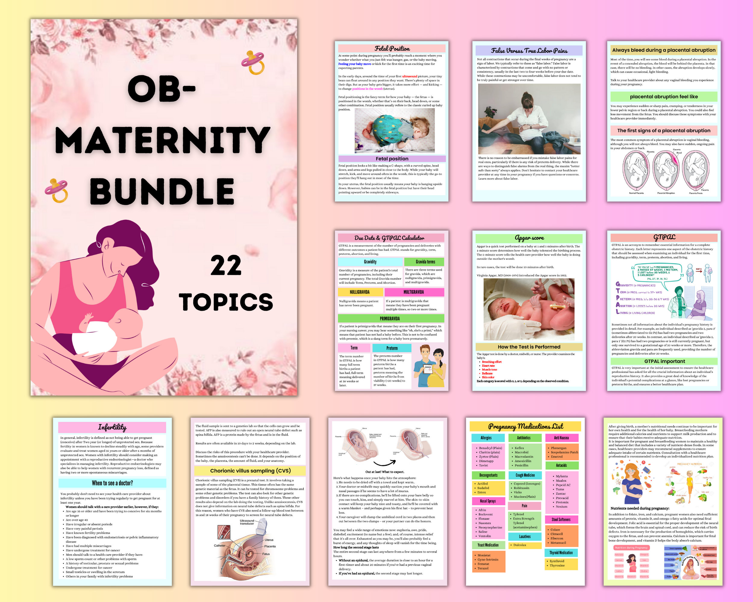 Obmaternity Bundle Nursing OB 100 Pages PDF Digital Download Maternity