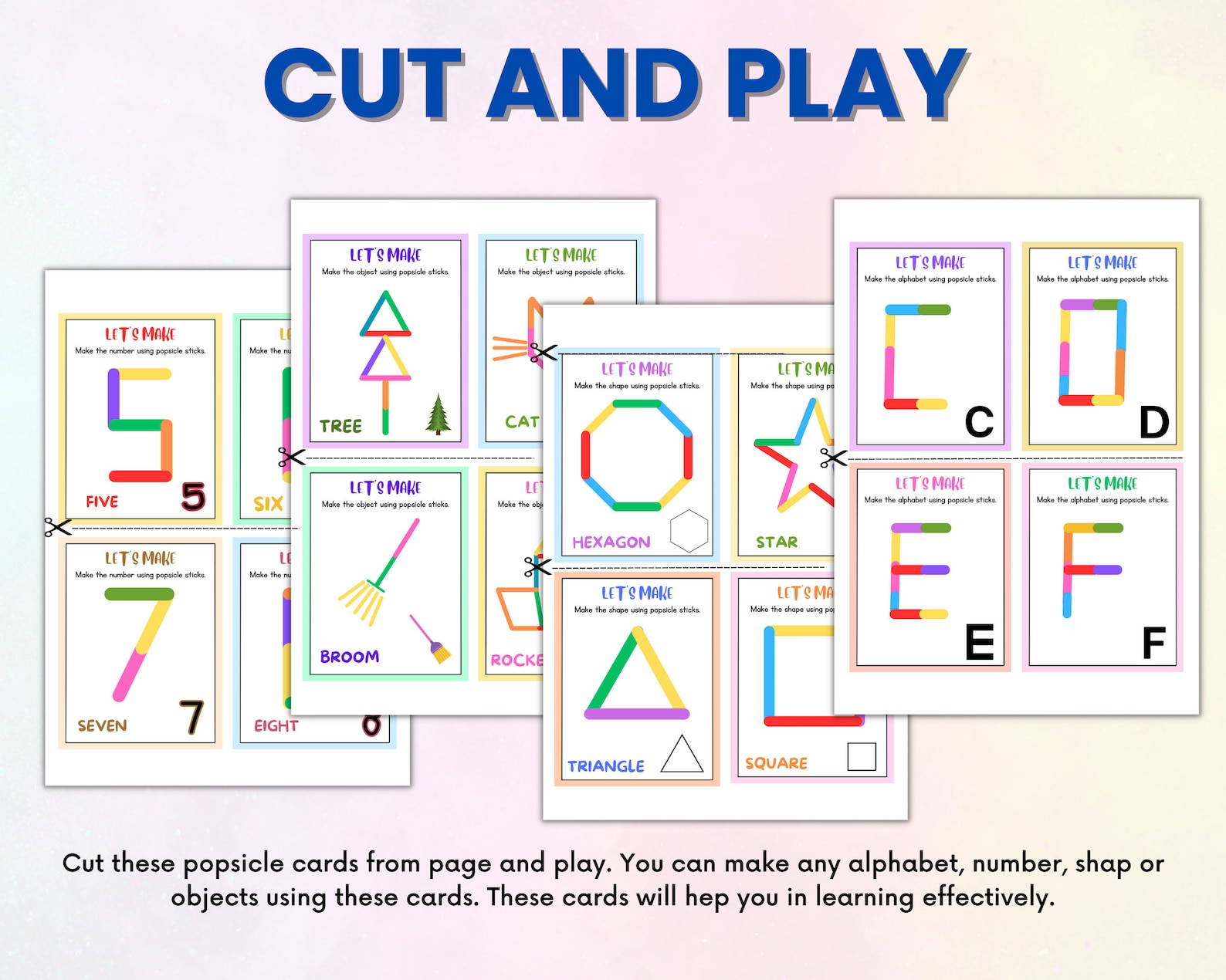 Popsicle Stick Shapes Activity: Montessori Learning Printable (PDF) - Etsy