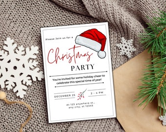 Editable Christmas Party Invitation: Canva Template (Digital Download)