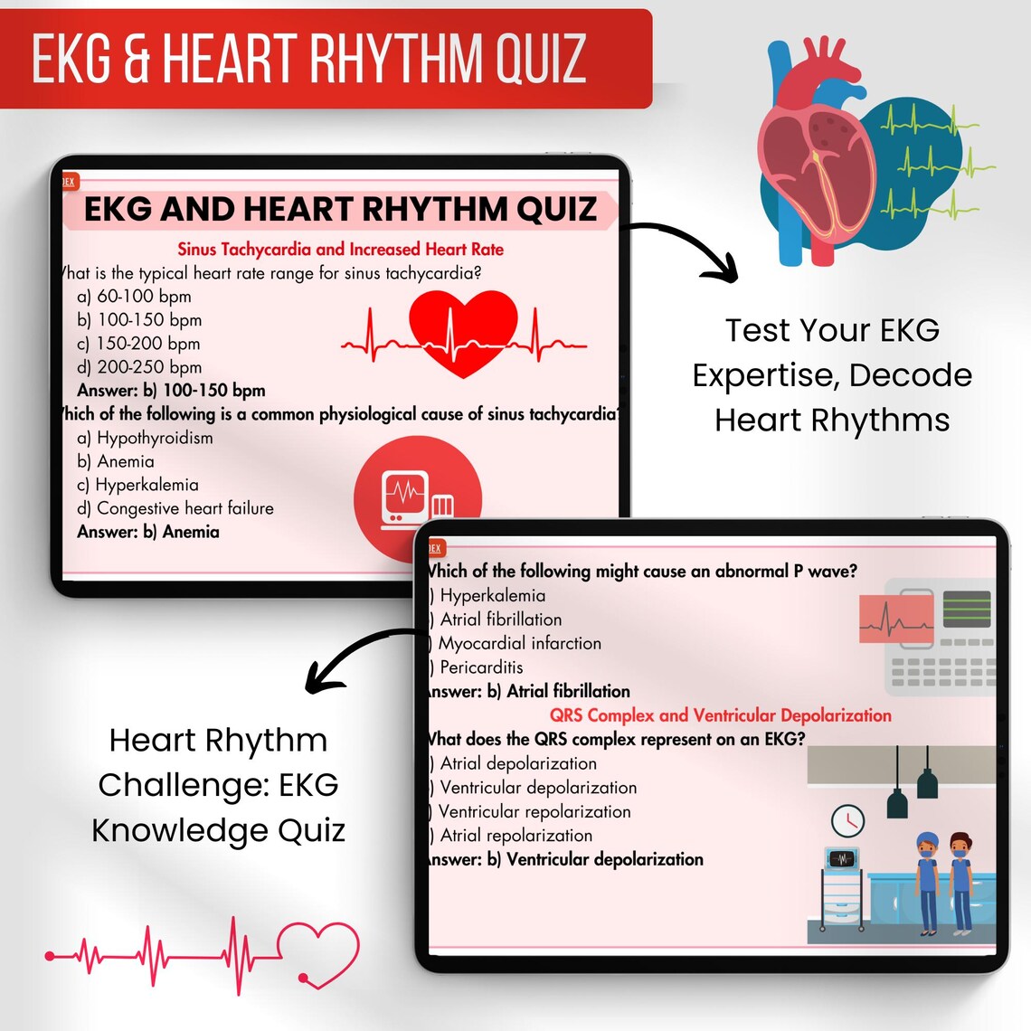 EKG Heart Rhythm Flashcards: Medical Nursing Study Guide (digital ...