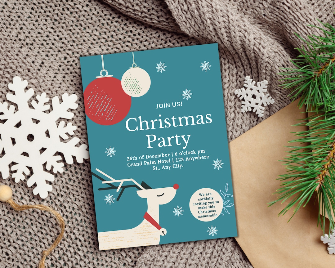 Editable Christmas Party Invitation, Christmas Party Invitation, Electronic Invitation