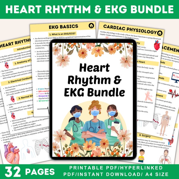 EKG Study Guide for Nursing Students BLS/ACLS Rhythms, Interventions, Patient Teaching. Nursing School & EkG for Paramedics. Careplans Incld