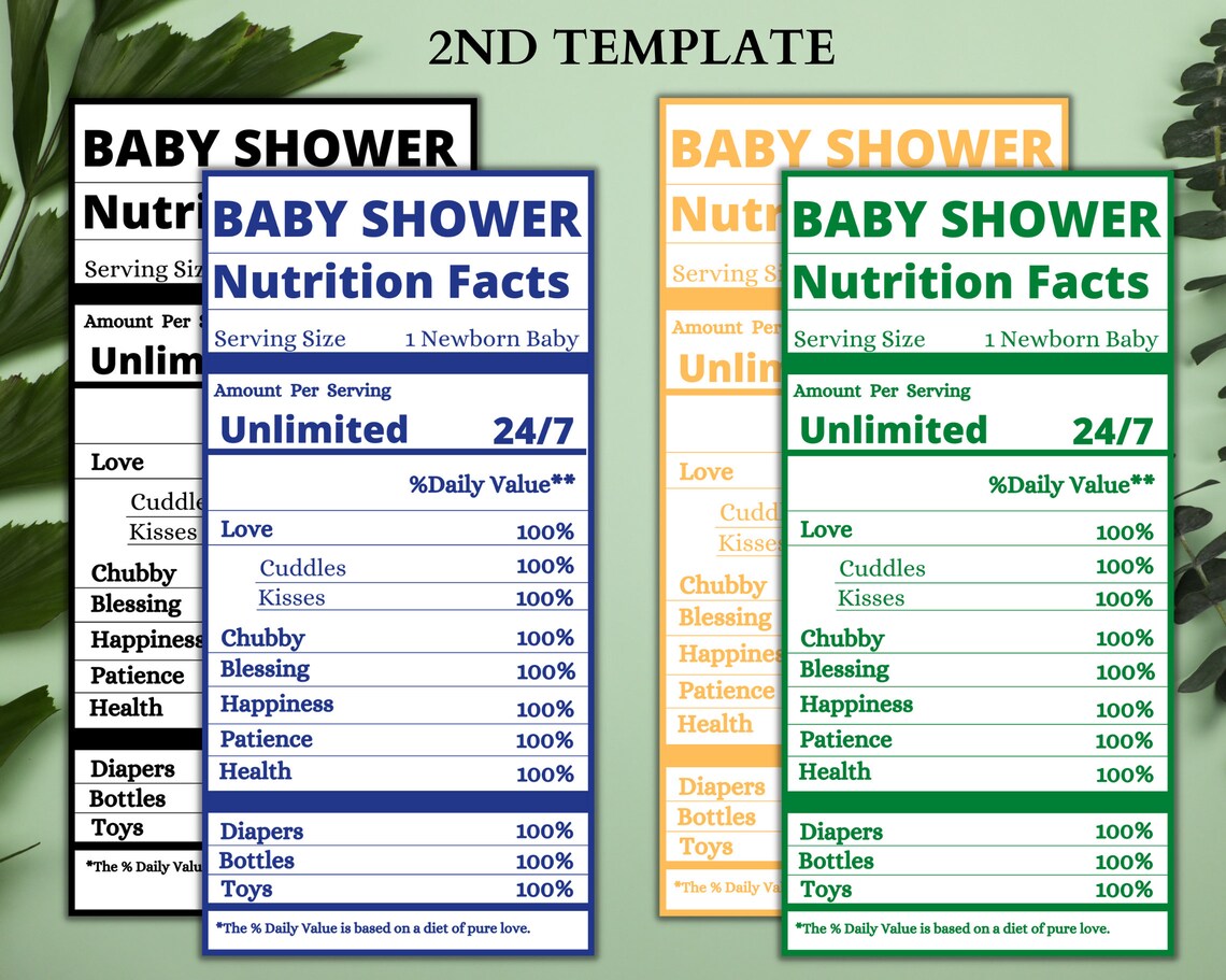 Baby Nutrition Baby Shower Facts Instant Download Editable Nutrition