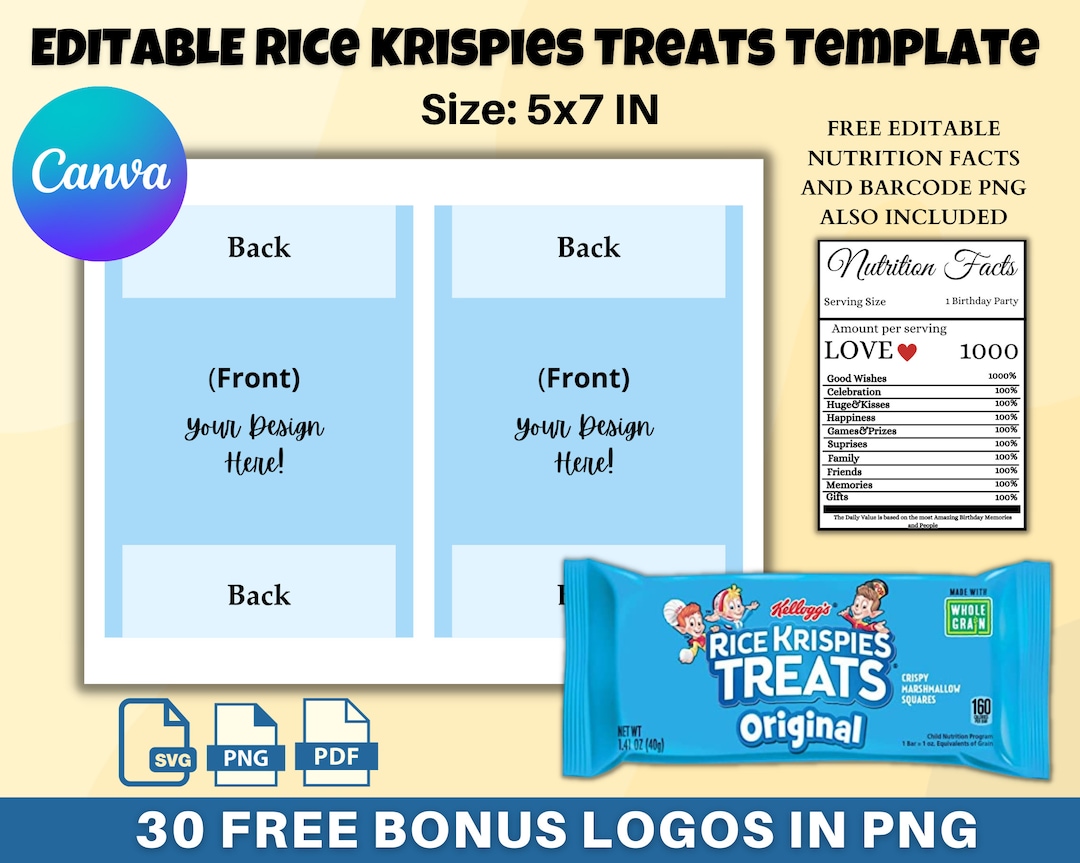 Rice Krispies Template, Blank Rice Krispies Template, Editable Rice ...