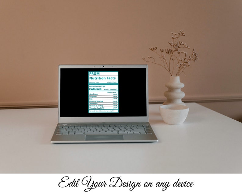 Prom Nutrition Facts Template: Editable Canva Design (digital Download ...