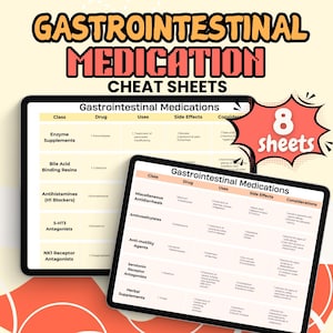 Gastrointestinal System & Diseases, GI Nursing Notes, Pharmacology Notes, Gastrointestinal Medications, Digital Download, Nursing Sheet
