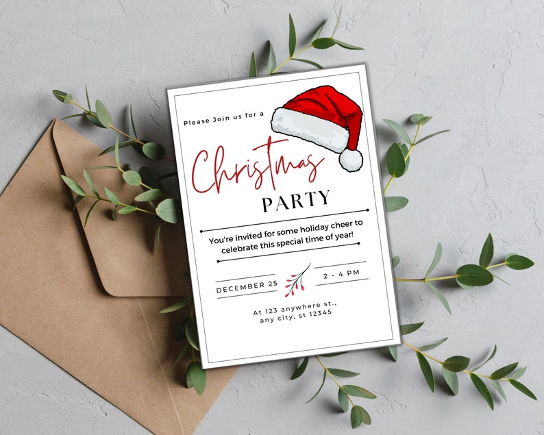 Christmas Party Invitation, Christmas Party Invite, Holiday Party Invitation, Editable Christmas Party Invitation, Christmas Invitation