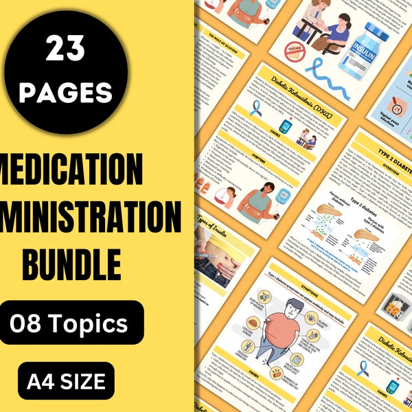 Guide d'étude sur l'administration des médicaments | 23 pages | Notes de soins infirmiers | Téléchargement numérique | Pack Pharmacologie | Notes de l'école d'infirmières