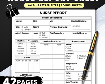 Nurse Report Sheets: Medical Nursing Study Notes (Printable PDF)
