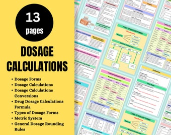 Nursing Dosage Calculation Guide: Med Math, Conversions (13 Pages) (Digital Download)