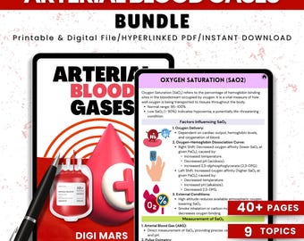 Arterial Blood Gases (ABG) Study Bundle – Nurse Medical Notes (Printable & Digital PDF)