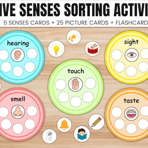 Five Senses Sorting Activity Printable, 5 Senses Sorting, Homeschool Resource, Busy Bags Activity, Toddlers and Preschoolers | kids download