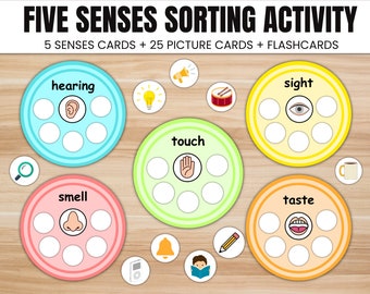 Five Senses Sorting Activity Printable, 5 Senses Sorting, Homeschool Resource, Busy Bags Activity, Toddlers and Preschoolers | kids download