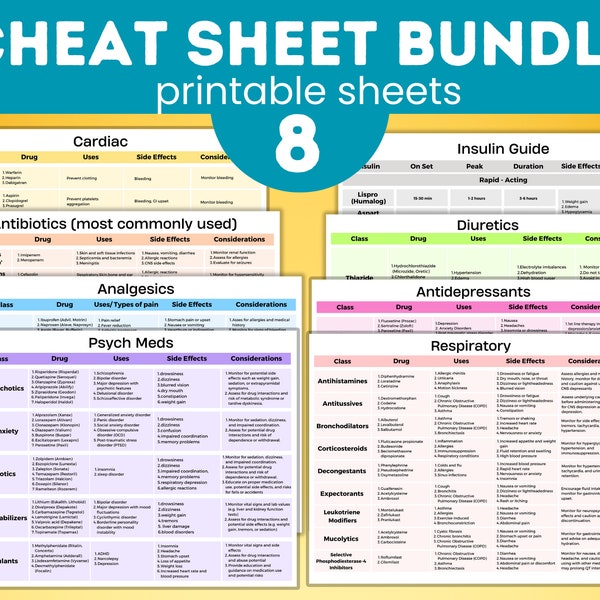 Pflege Spickzettel-Bundle: Anleitung zur Anleitung der Medikation (Digitaler Download)