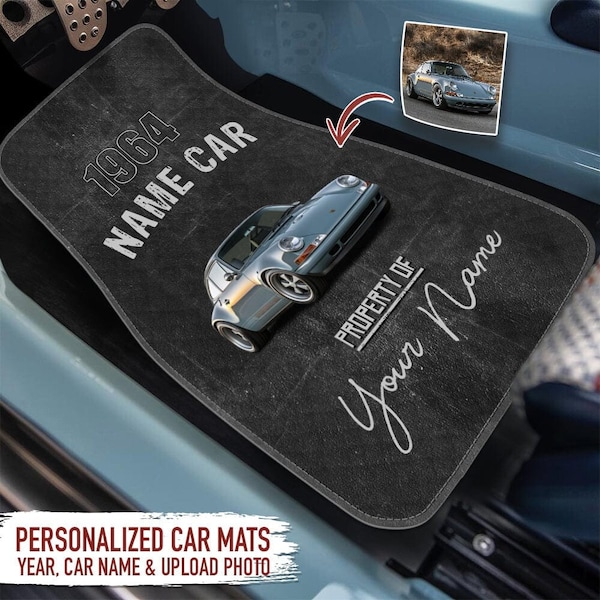 Car mats Personalized Gift, Upload photo classic car, Custom name & year photo car, Personalized Car Mats, Custom Car Floor Mats