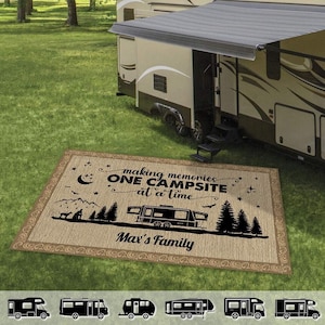 Happy Campers Camping Patio Rug, Patio Mat