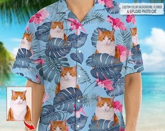 Personalized Cat Photo Hawaiian Shirt: Funny Pet Lover Gift