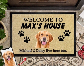 Custom Photo Welcome To House Dog Doormat