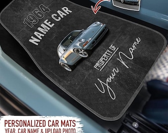 Personalized Car Mats: Custom Photo & Name, Classic Car Gift