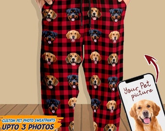Sweatpants Christmas Custom Photo Dog Cat For Men and Women