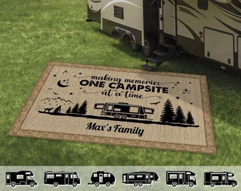 Happy Campers Camping Patio Rug, Patio Mat