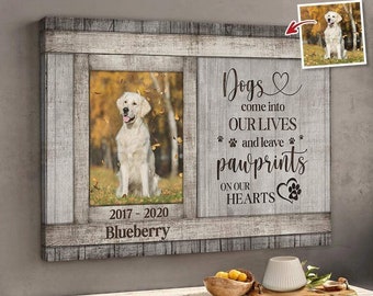 Personalized Dog Memorial Canvas: Paw Prints on Our Hearts