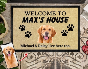 Custom Photo Welcome To House Dog Doormat