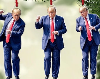 Trump Dancing Christmas Ornament: Patriotic Acrylic Car & Tree Decor