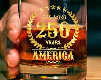 America 250th Anniversary Glass: Patriotic Beer or Whiskey Glass