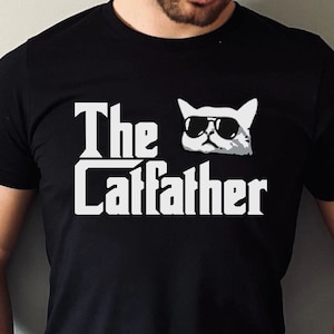 The Catfather Personalized Custom Cat Dad Shirt, Cat Dad Shirt, Gift For Him, Personalized Cat Shirt for Men, Christmas Gift For Father image 2