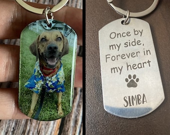Personalized Dog Photo Keychain: Pet Memorial Gift