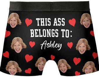 This Ass Belong To Wife, Gift For Him, Live Preview Personalized Valentines Photo Boxer Briefs