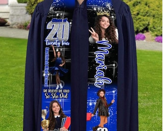 Custom Photo Graduation Stole: Personalized Silk Class of 2026 Sash