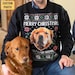 Custom Photo Ugly Christmas Ya Filthy Animal Dog Cat Sweatshirt, Dog Lover Sweater Christmas 