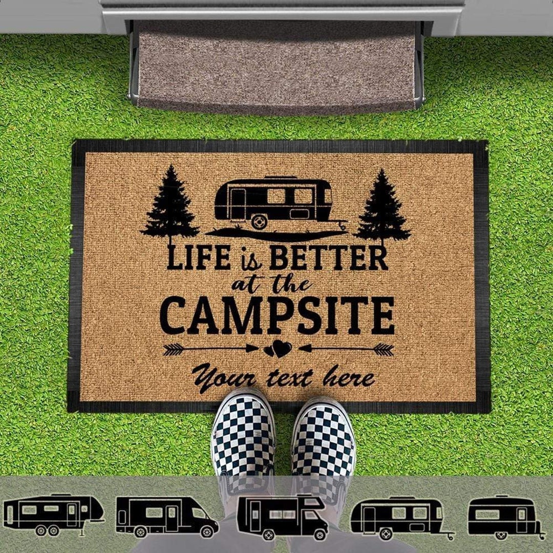Life is Better Camping Doormat, RV Camper, Motor Home Doormat, Camping Gift, Outdoor Mat RV