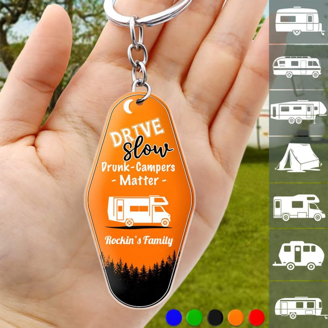 Happy Campers Camping Keychain, Camping Gift, Custom Rv Camping