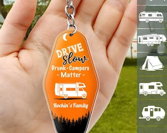 Happy Campers Camping Keychain, Camping Gift, Custom Rv Camping, Camping Gift Accessories, Camping Decor, Personalized Custom Funny Keychain