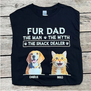 Fourrure papa l'homme le mythe le vendeur de collations personnalisé photo chien chat papa chemise
