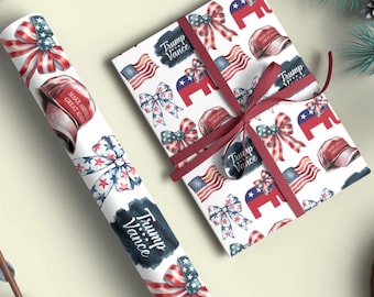 Trump Vance Coquette Wrapping Paper, MAGA Gift Wrap, Patriotic Present, Republican Gift