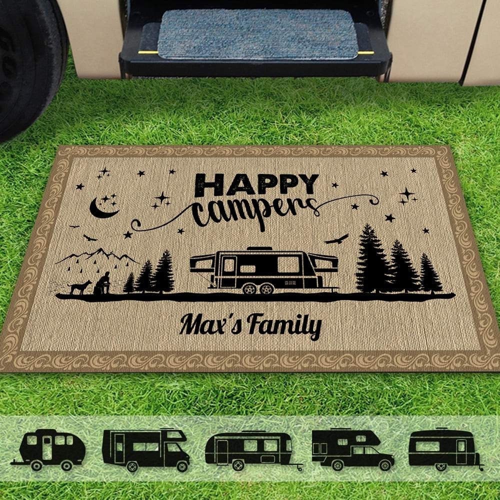 Haigoo Happy Camper Door Mat 2 Pack,RV Floor Mats,23x16Sweet Home Front  Door Mats Outdoor Indoor mats,Non-Slip Welcome mats Entrance Way  Rug,Durable