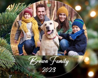 Live Preview Picture Ornament, Personalized Family Christmas Transparent Acrylic Ornament