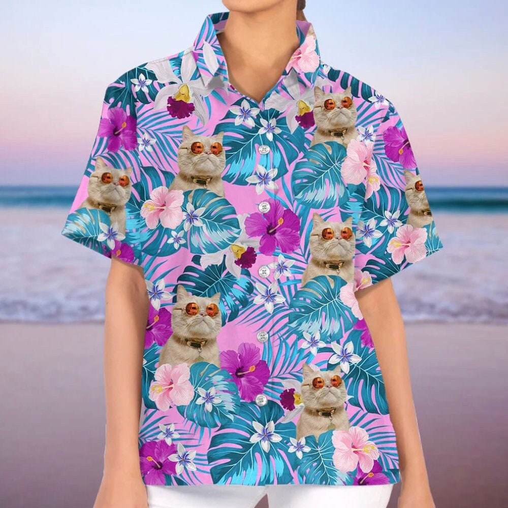 Cat Women's Hawaiian Shirt, Funny Cat Shirt