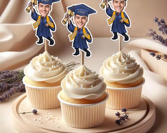 Custom Photo Graduation Cupcake Toppers: Funny Party Decor