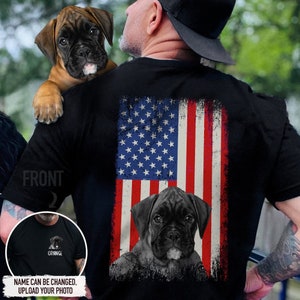 Upload Photo America Flag Dog Shirt, Dog Dad Shirt, Gift For Him, Fathers Day Shirt, Personalized Dog Shirt for Men