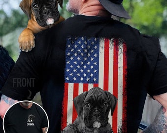 Personalized Dog Photo T-Shirt: American Flag Dog Dad Gift